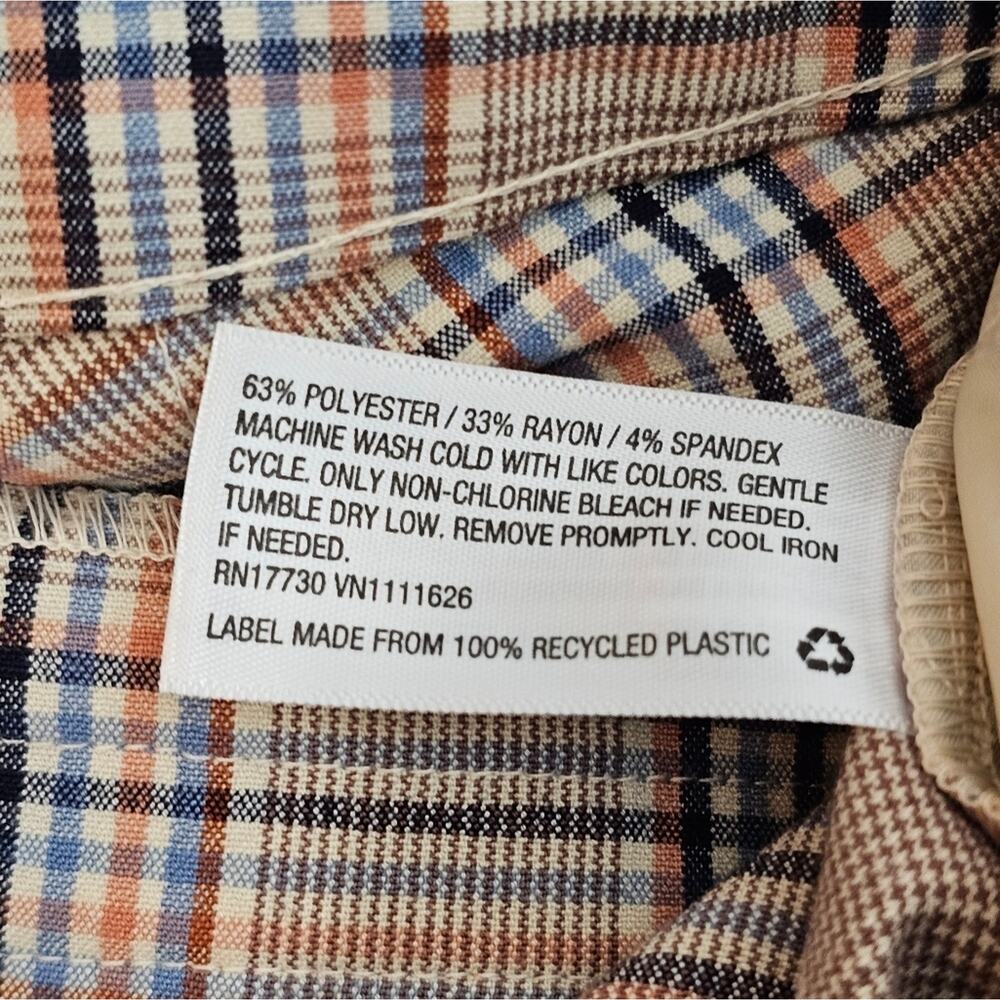 A New Day Plaid High Rise Tie Waist Stretch Paints with Tapered Ankles Size 4 - Picture 9 of 9